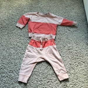 Hannah Andersson 6-12 month girl pink jogger set